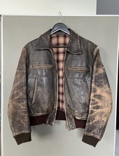 30’s-50’s French Leather Cyclist Bomber Jacket Eclair  Zipper Luftwaffe A-2 sz M