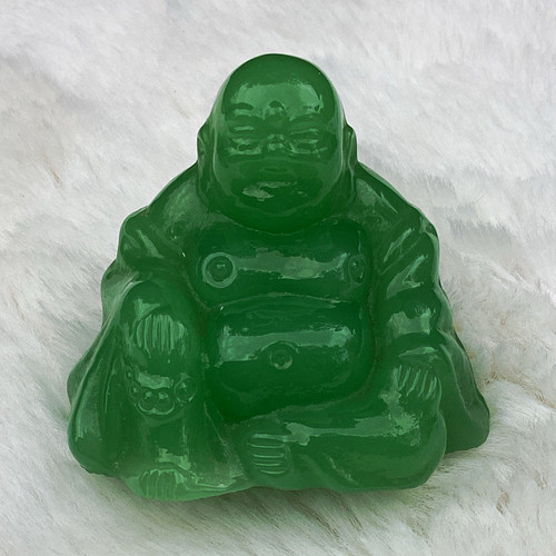 Green carved seated buddha - seated,