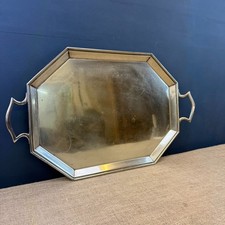 VINTAGE ART DECO EPNS SILVER PLATE DRINK COCKTAIL SERVING TRAY W/ 2 HANDLES