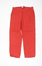 Peacocks Women’s Red Linen Blend Straight Leg Casual Trousers Size 12