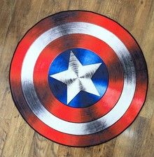 Round Captain America Shield Rug AntiSlip Floor Mat Kids Bedroom 98cm Diameter 