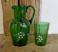 Antique Green Hand Blown Jug