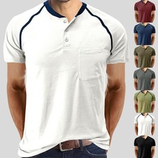 Mens Henley Buttons T-Shirt