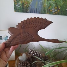Vintage Wooden Flying bird Geese Crane Teak Mid Century Modern 