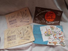 VINTAGE UNUSED EMBROIDERY TRANSFERS in 4 BOOKLETS ~ VARIOUS IMAGES ~ MANY PHOTOS