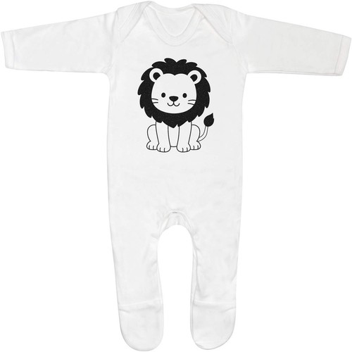 Lion outline baby romper - outline',