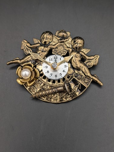 Vintage steampunk cherub clock - steampunk,