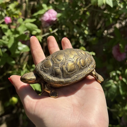 Vintage small brass tortoise - brass,