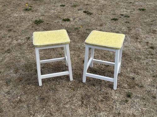 Vintage pair leatherette - pair, stool