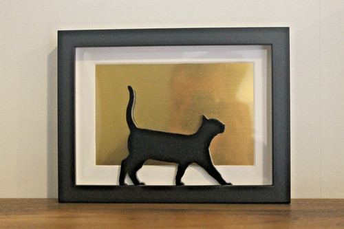 Gold black cat relief - gold,