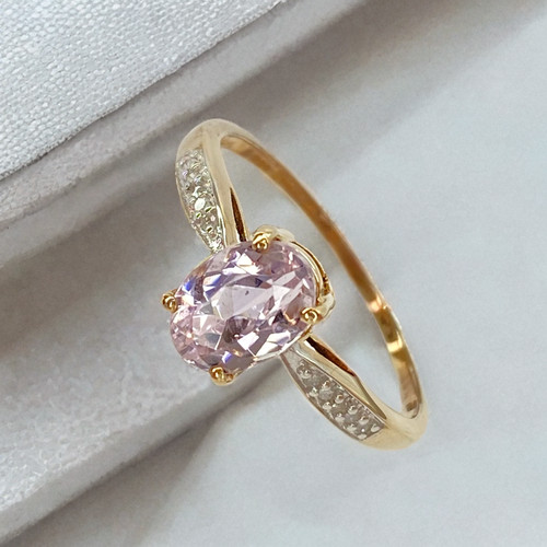 Pink kunzite diamond ring - diamond,