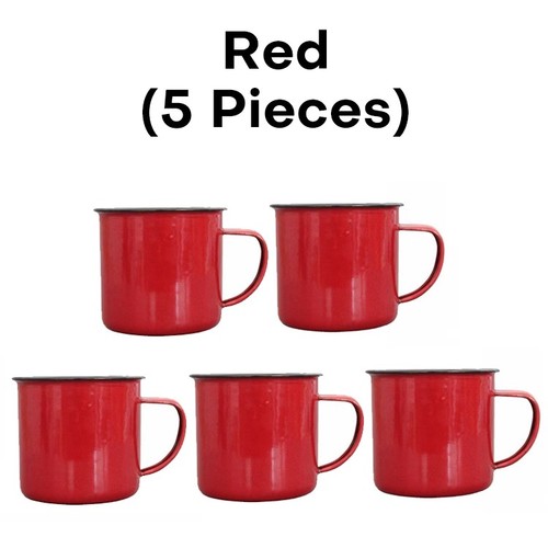 Set coloured enamel mugs - set, 5