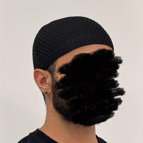 Black basic stretch mosque hat - black,