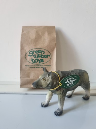 Wolf toy green - toy, rubber