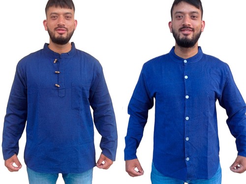 Navy blue men grandad - blue, men's