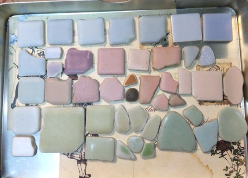 Sea glass pottery tile - sea,