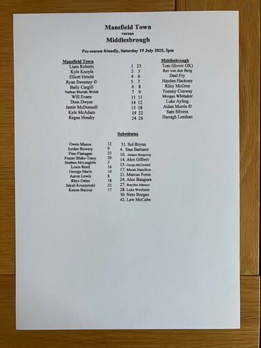 Mansfield town 2025 2026 - mansfield,