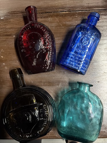 Vintage glass flasks set - (set, of