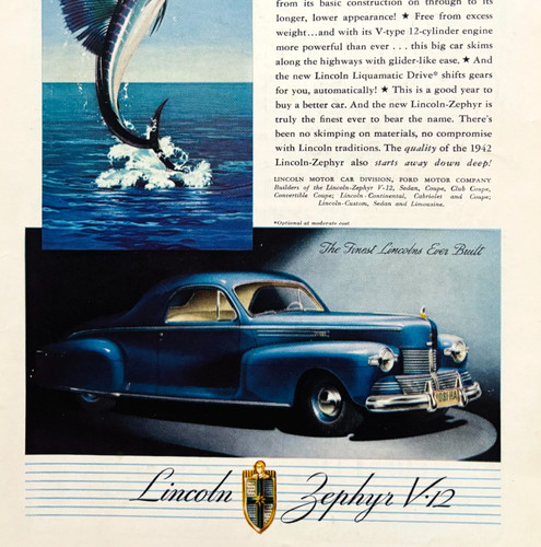 1942 lincoln zephyr v12 - lincoln,