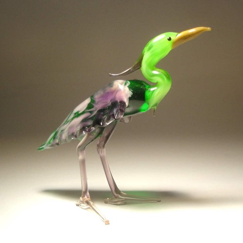 Glass green neck heron - glass,