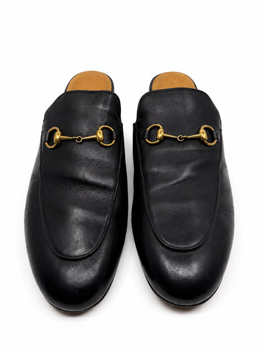 Gucci black leather princetown - black,