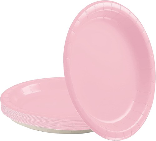 Pink disposable party plates - pink,