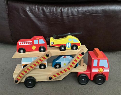 Wooden car transporter truck - car,