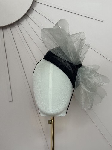 Black silver sinamay - black, &