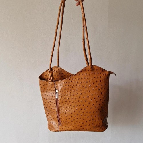Italian tan leather ostrich - tan,