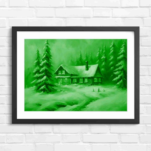 Cozy snowy log cabin winter - cozy,