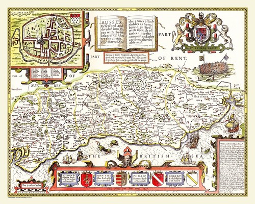 Old map sussex 1611 by - 1611,