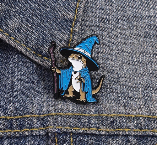 Lizard wizard enamel pin punk - wizard,