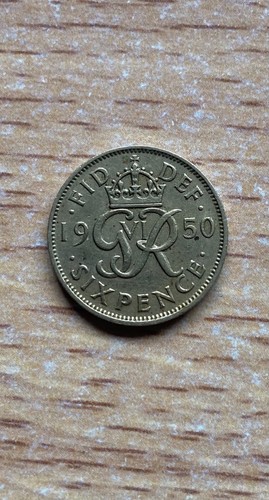 King george 1950 six pence - king,