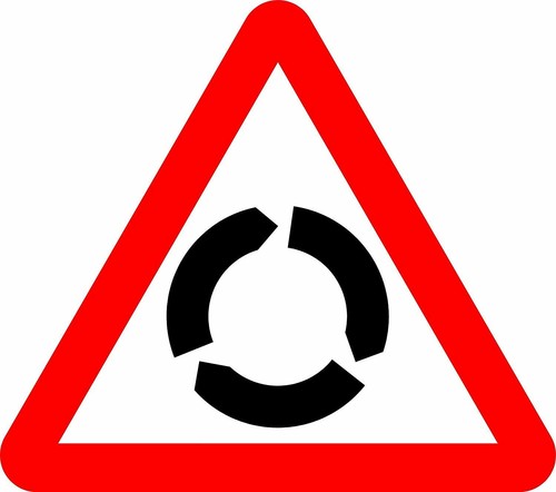 Roundabout road safety sign - roundabout,