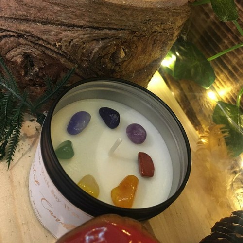 Handmade chakra crystal candle - handmade,