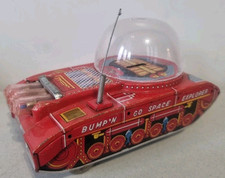 Vintage K.O Bump N Go Space Explorer Litho Tank Tin Toy Japanese Tinplate Japan