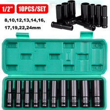 Deep Impact Sockets 1/2" Drive Long Reach Thin Wall 10 Metric Socket Set 8-24mm