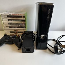 Microsoft Xbox 360 250GB Glossy Black Console Slim With Games Bundle Cleaned