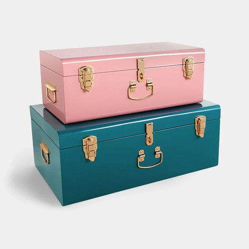 Teal pink metal storage - &,