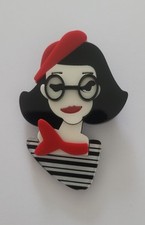 Acrylic French Lady brooch