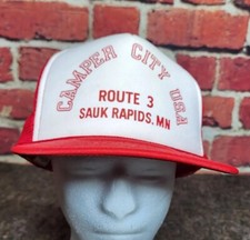 Vintage Camper City USA Sauk Rapids, MN Trucker Snapback Cap T.I. Red White