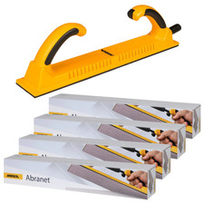 Mirka 420mm Rigid Sanding Block + 4 Boxes Abranet 420mm Strips 80/180 Grit