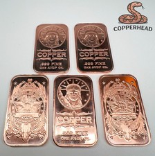 5 x 1 oz .999 Solid Copper