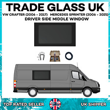 VW Crafter LWB  Driver Side Fixed MIDDLE Window 06- 17 & Fit Kit & U-Trim