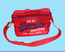 Real SUPERDRY Vinyl Messenger School Bag Satchel Shoulder Bag Unisex Casual Zip.