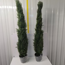 Pair Artificial Spiral Topiary Trees 90cm Green in Pots Indoor Outdoor Decor