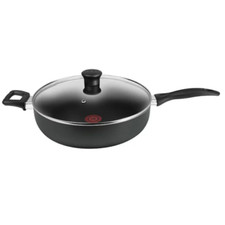 TEFAL NON STICK 30CM DEEP SAUTE PAN WITH GLASS LID FRY HARD ANODISED ALUMINIUM