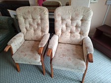 Pair Of Floral Upholstered Armchairs. Cost approx £300 when New