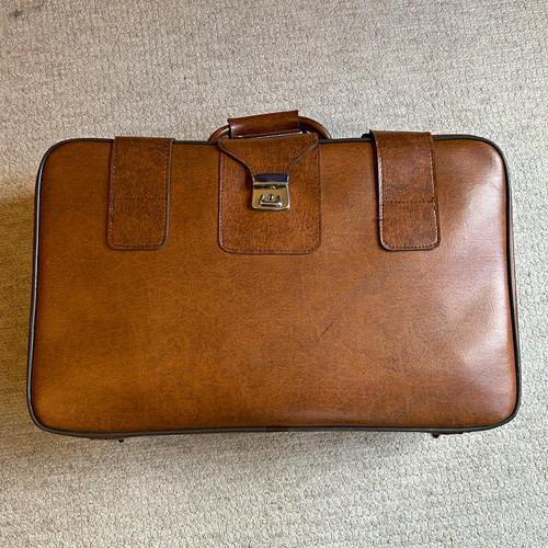 Vintage 1970s tan leather look - leather,