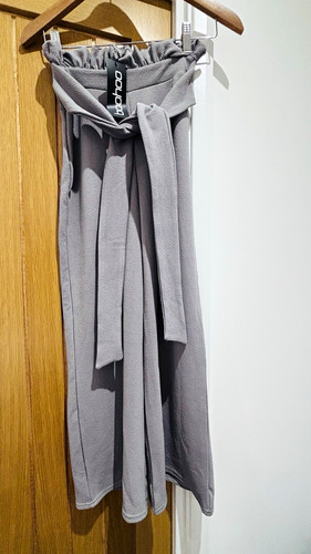 Boohoo grey crepe paperbag - grey,